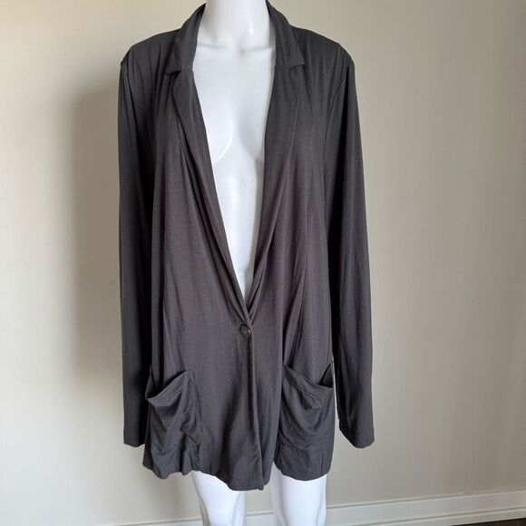 J. Jill Stretch Rayon Knit Blazer Size XL long Sleeve Dark Grey - Picture 1 of 6